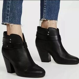 Rag and Bone Harrow Leather Stud Harness Block Heel Ankle Boots